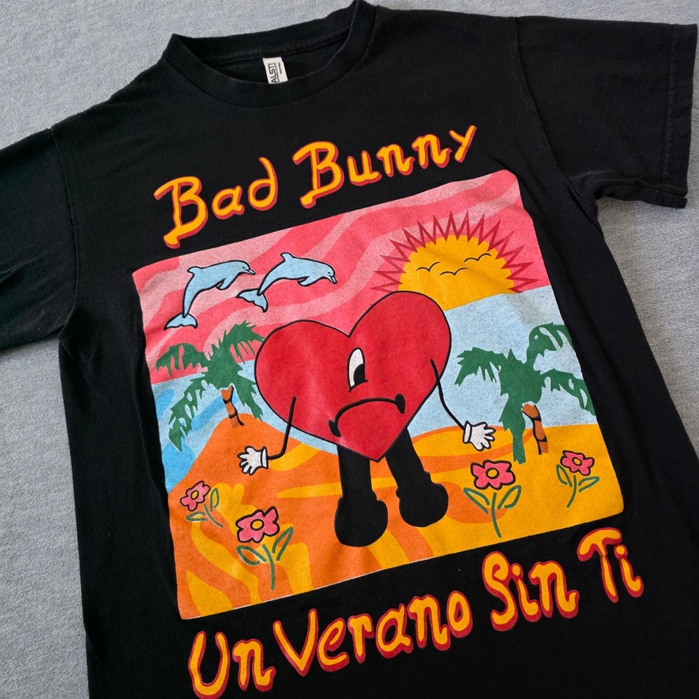 Bad Bunny Un Verano Sin Ti Graphic T-Shirt Mens Small Black Alstyle Cotton Tee